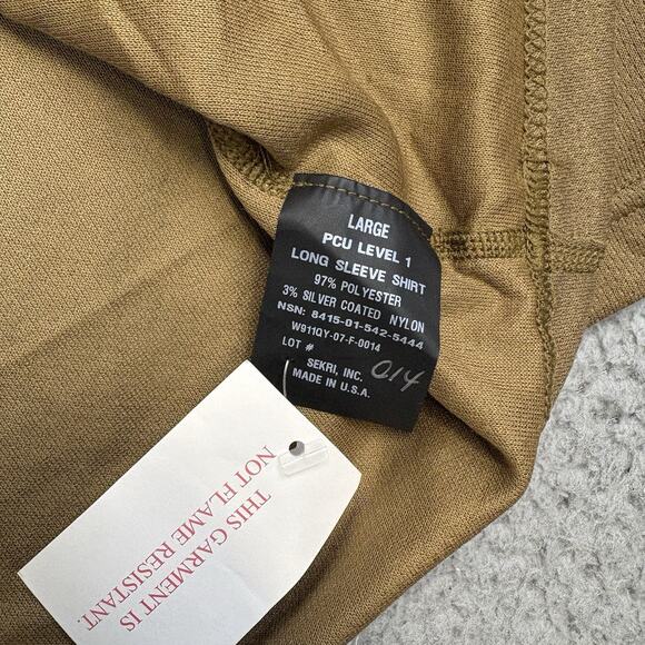 SEKRI PCU Level 1 Long Sleeve Shirt Men's Large 1/4 Zip Brown NEW - Picture 3 of 7